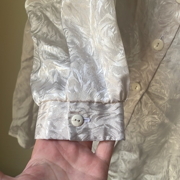 Vintage Trimmings cream long sleeve button down floral tunic top - Picture 4 of 7